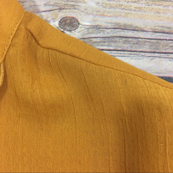 Ann Taylor, burnt orange ruffle front button down - Picture 5 of 6